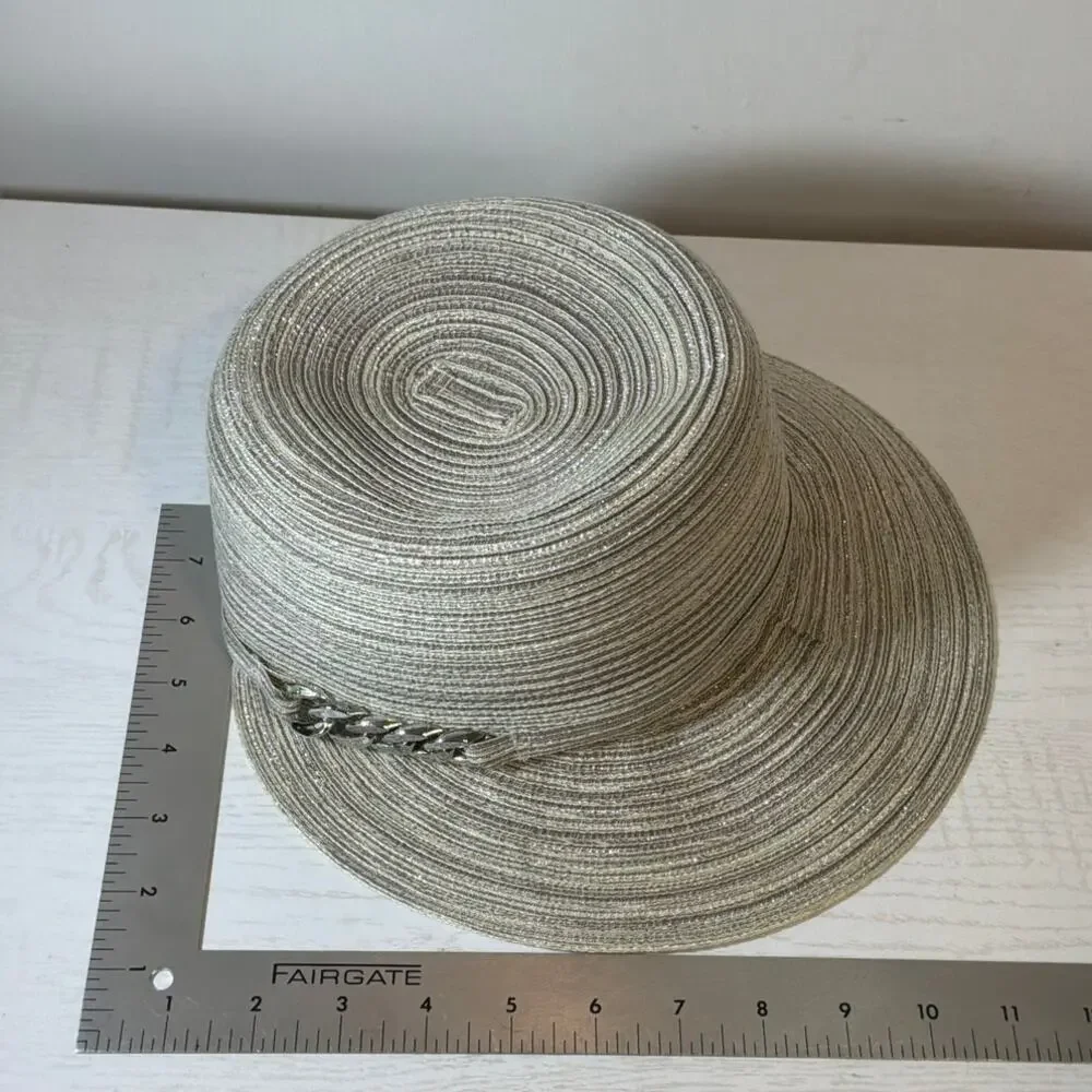 August Hat Company Metallic Silver Gray Straw Sun Hat